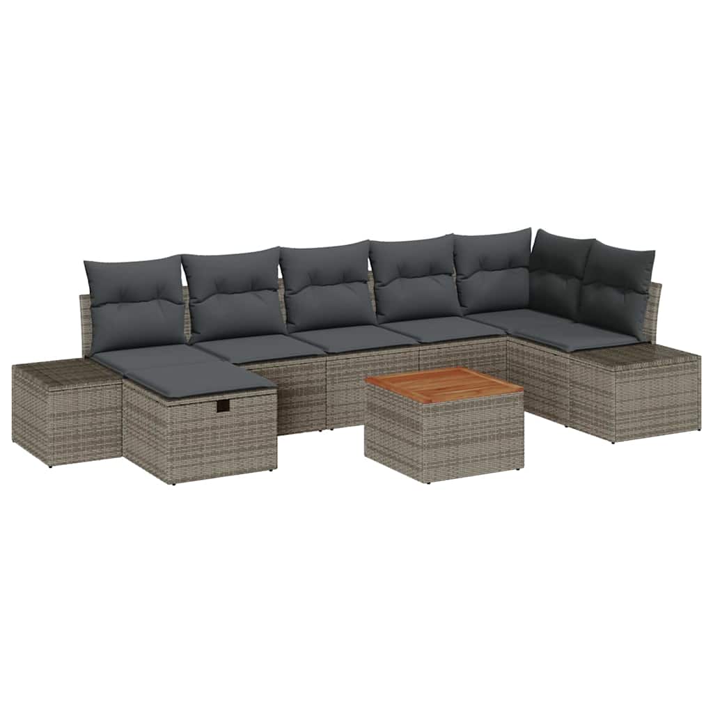 Havesofa Sæt 8 stk. Grå polyrattan