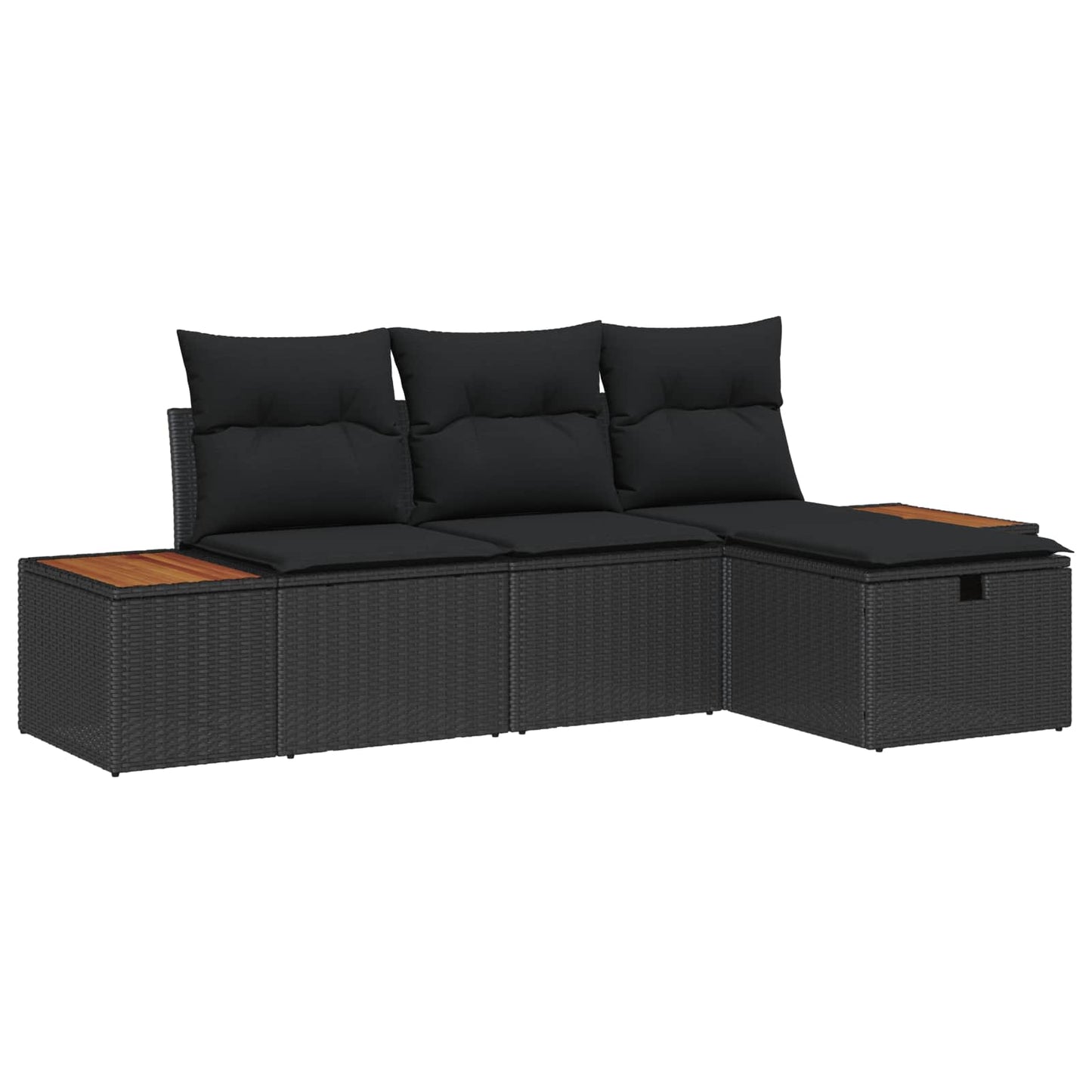 Havesofa Sæt 4 stk. Sort polyrattan