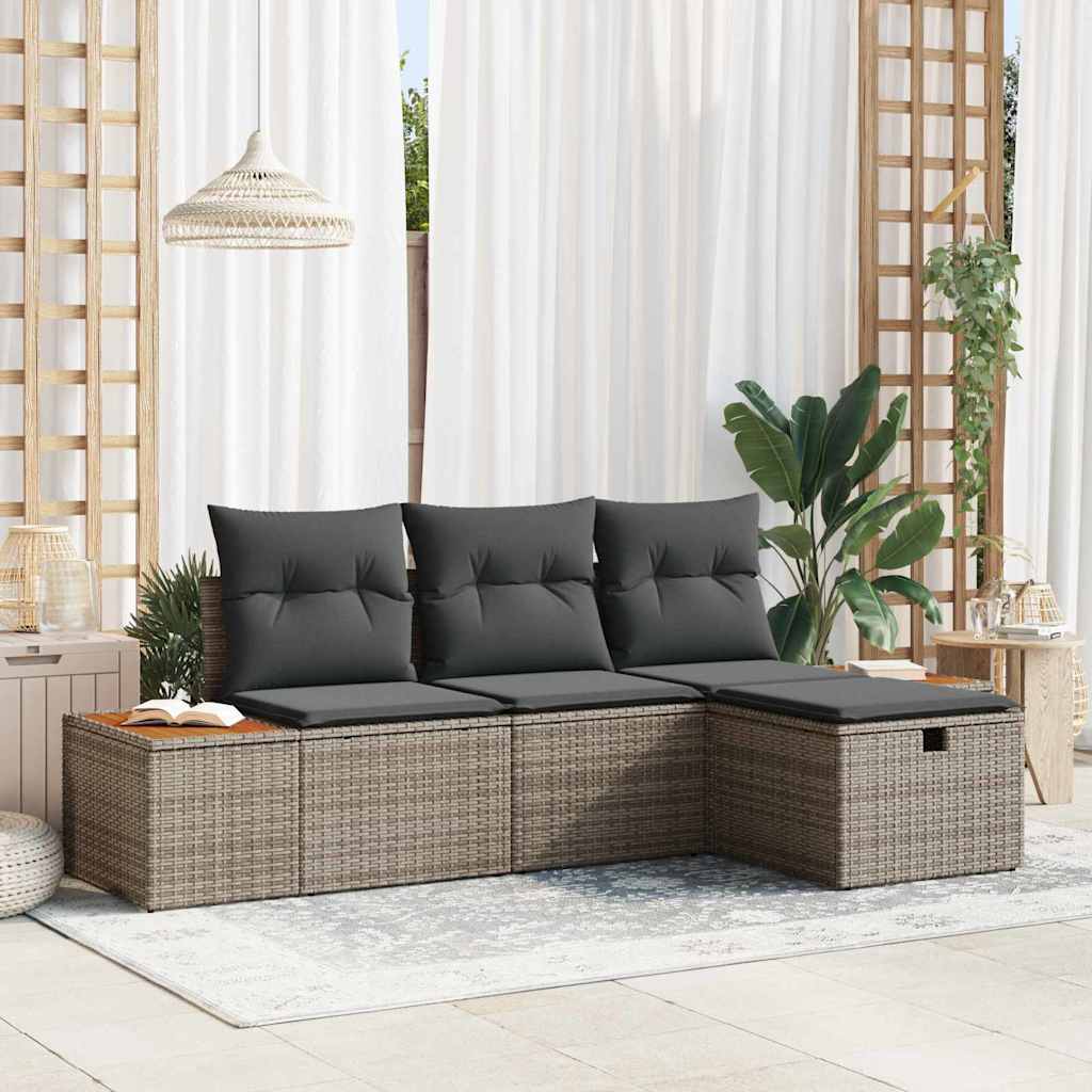 Havesofa Sæt 4 stk. Grå polyrattan