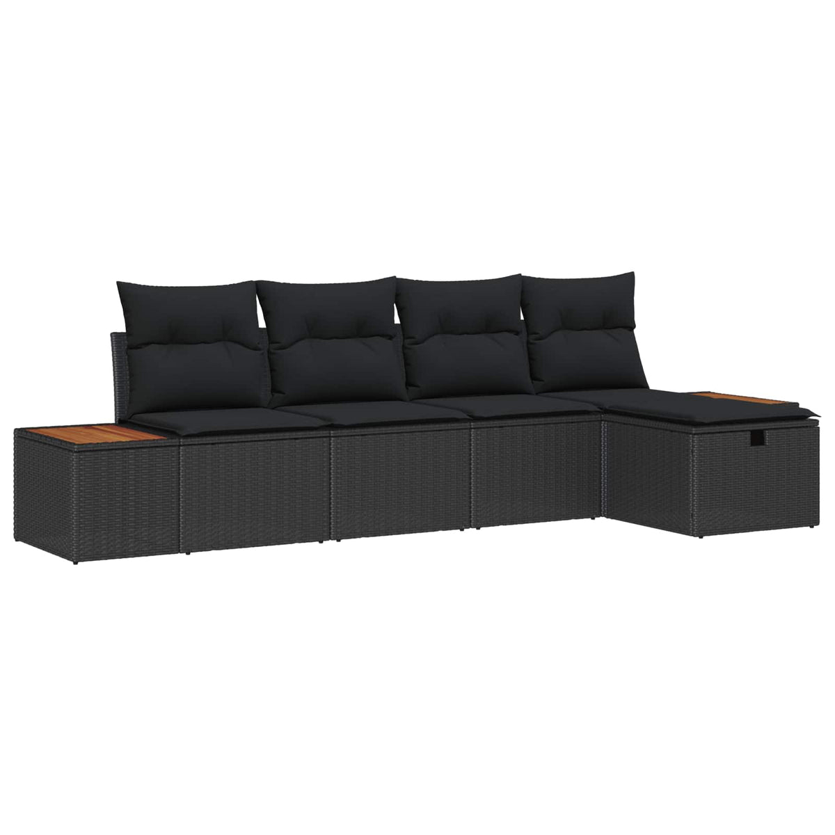 Havesofa Sæt 5 stk. Sort polyrattan