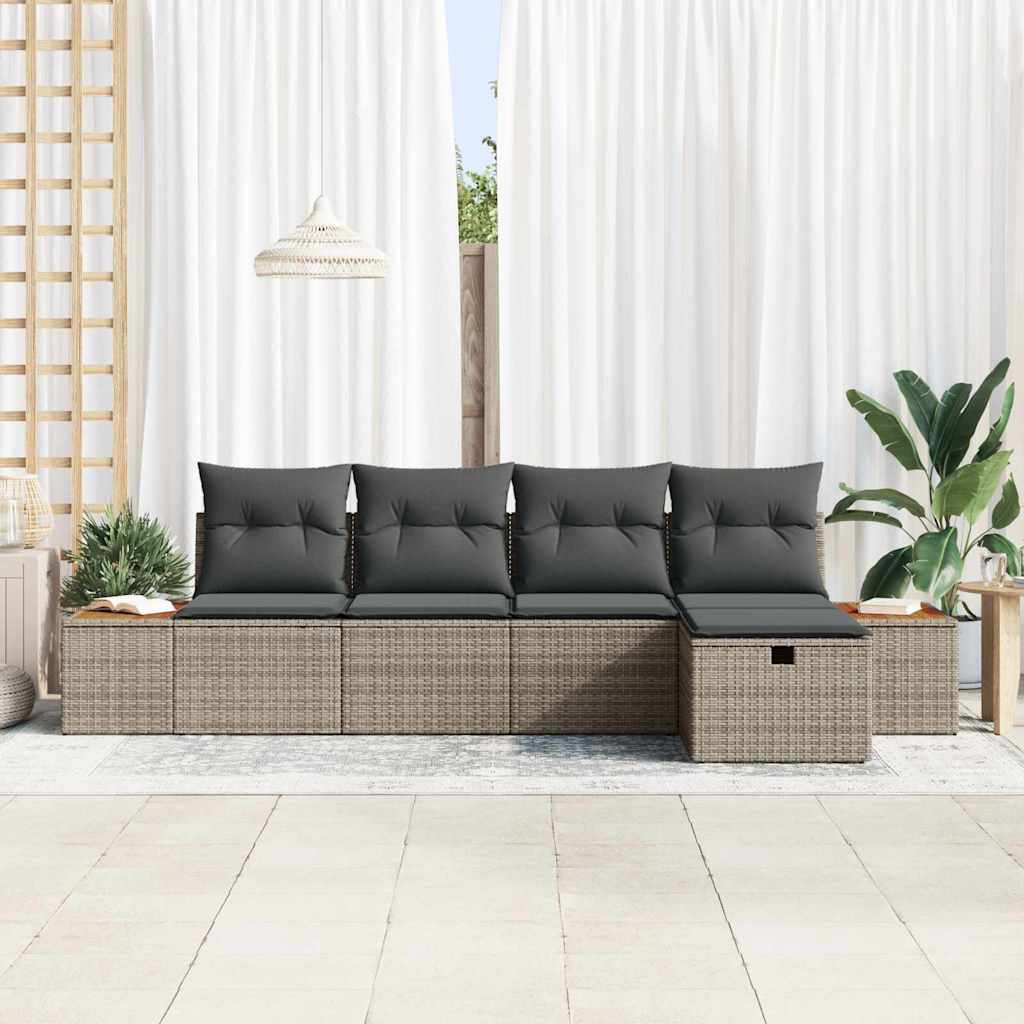 Havesofa Sæt 5 stk. Grå polyrattan