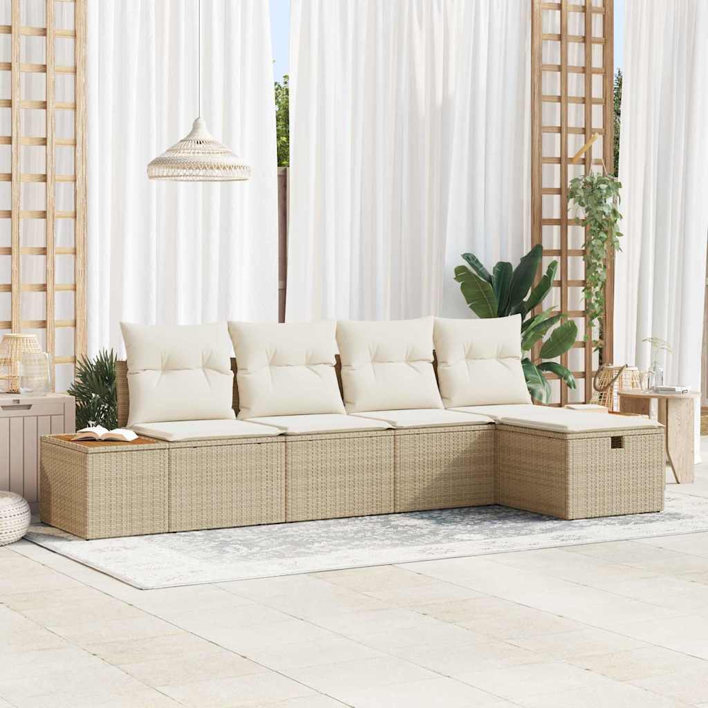 Havesofa Sæt 5 stk. Beige polyrattan