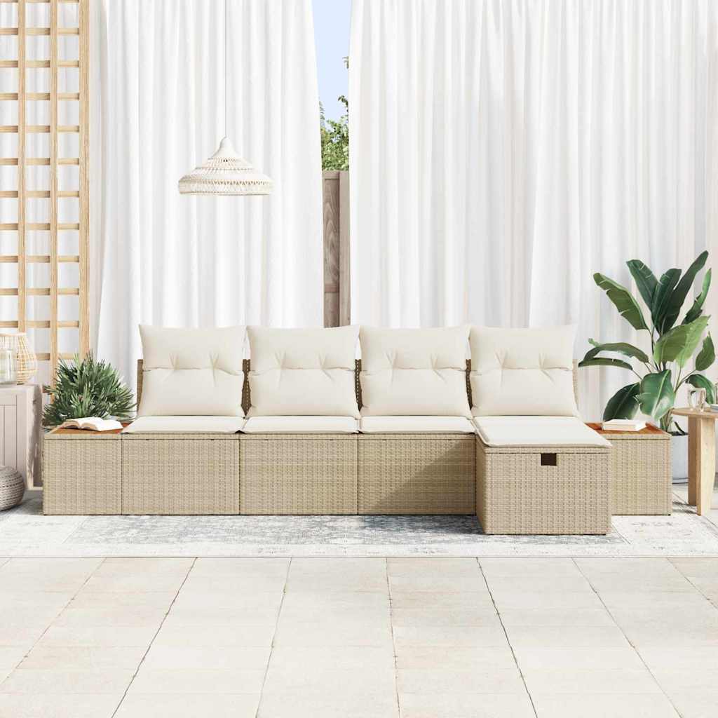 Havesofa Sæt 5 stk. Beige polyrattan
