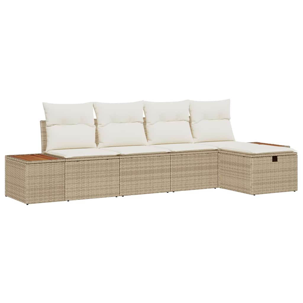 Havesofa Sæt 5 stk. Beige polyrattan