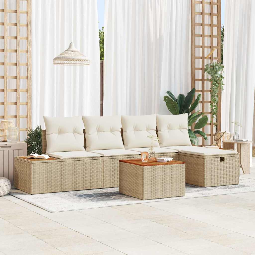 Havesofa Sæt 6 stk. Beige polyrattan