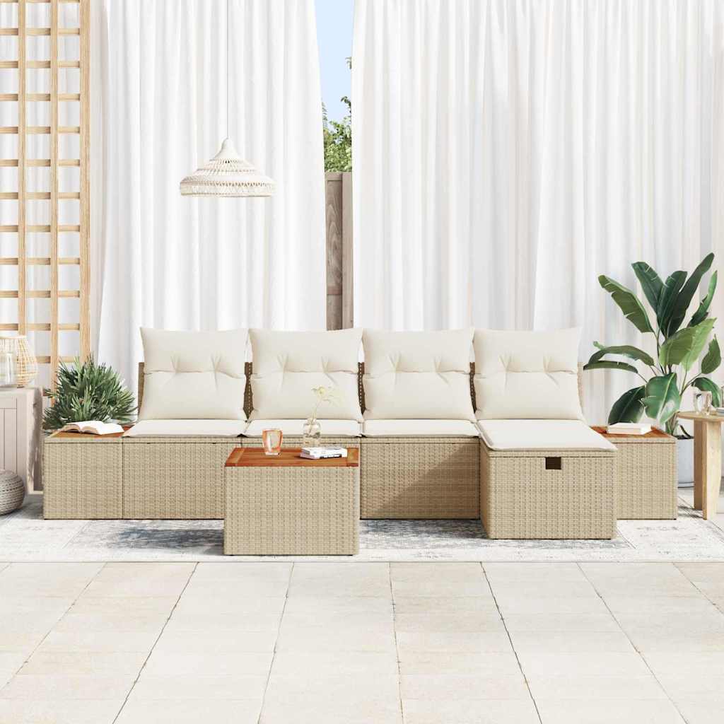 Havesofa Sæt 6 stk. Beige polyrattan