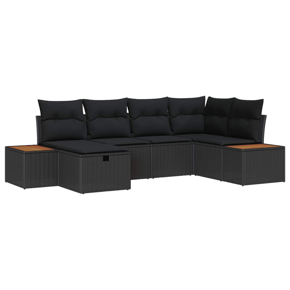 Havesofa Sæt 6 stk. Sort polyrattan