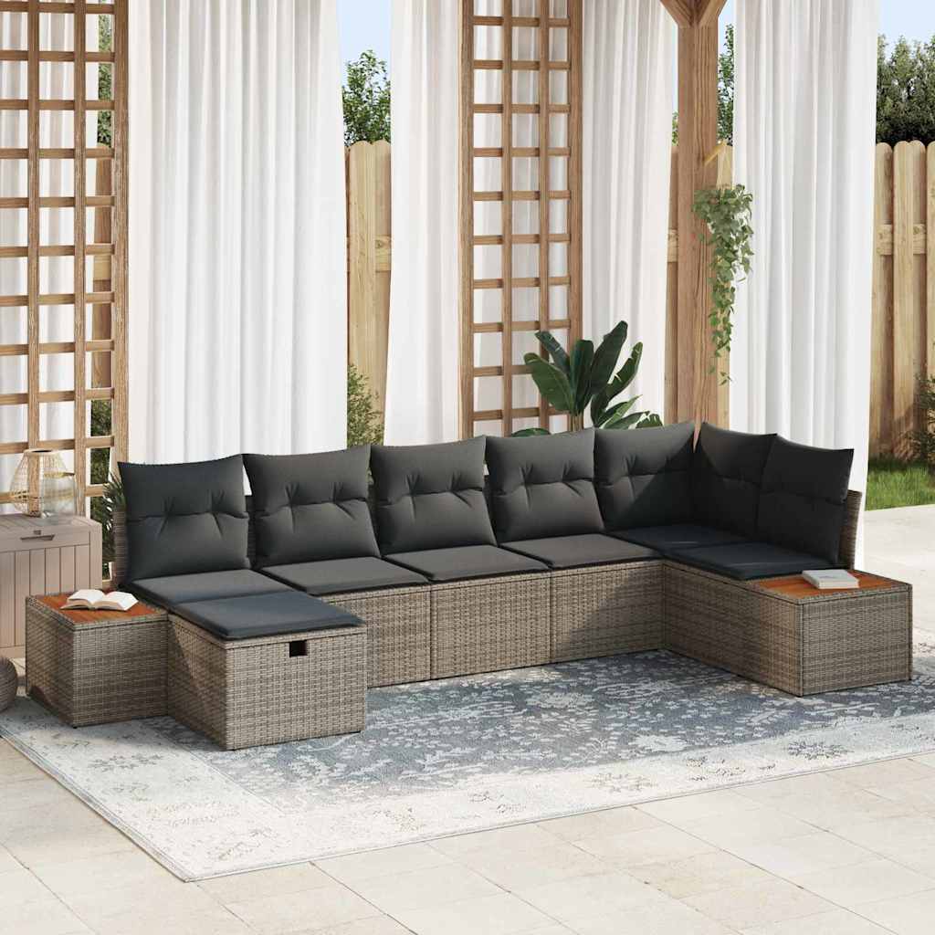 Havesofa Sæt 7 stk. Grå polyrattan