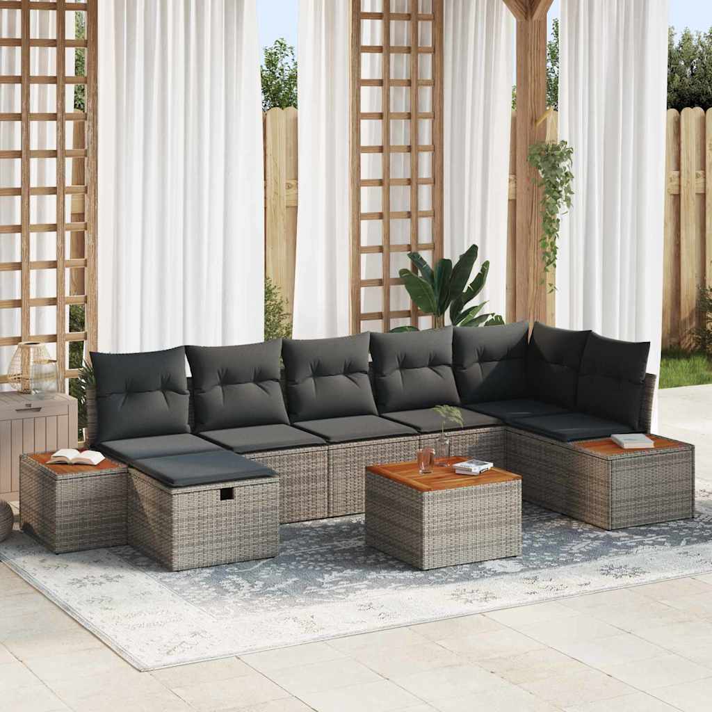 Havesofa Sæt 8 stk. Grå polyrattan
