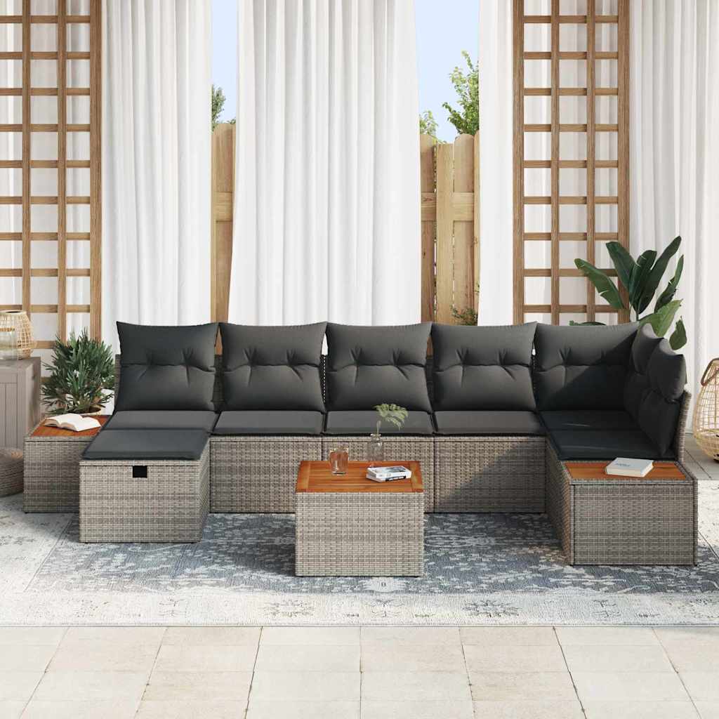 Havesofa Sæt 8 stk. Grå polyrattan