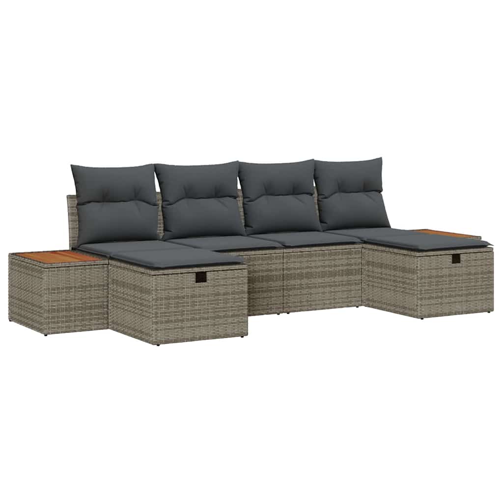 Havesofa Sæt 6 stk. Grå polyrattan