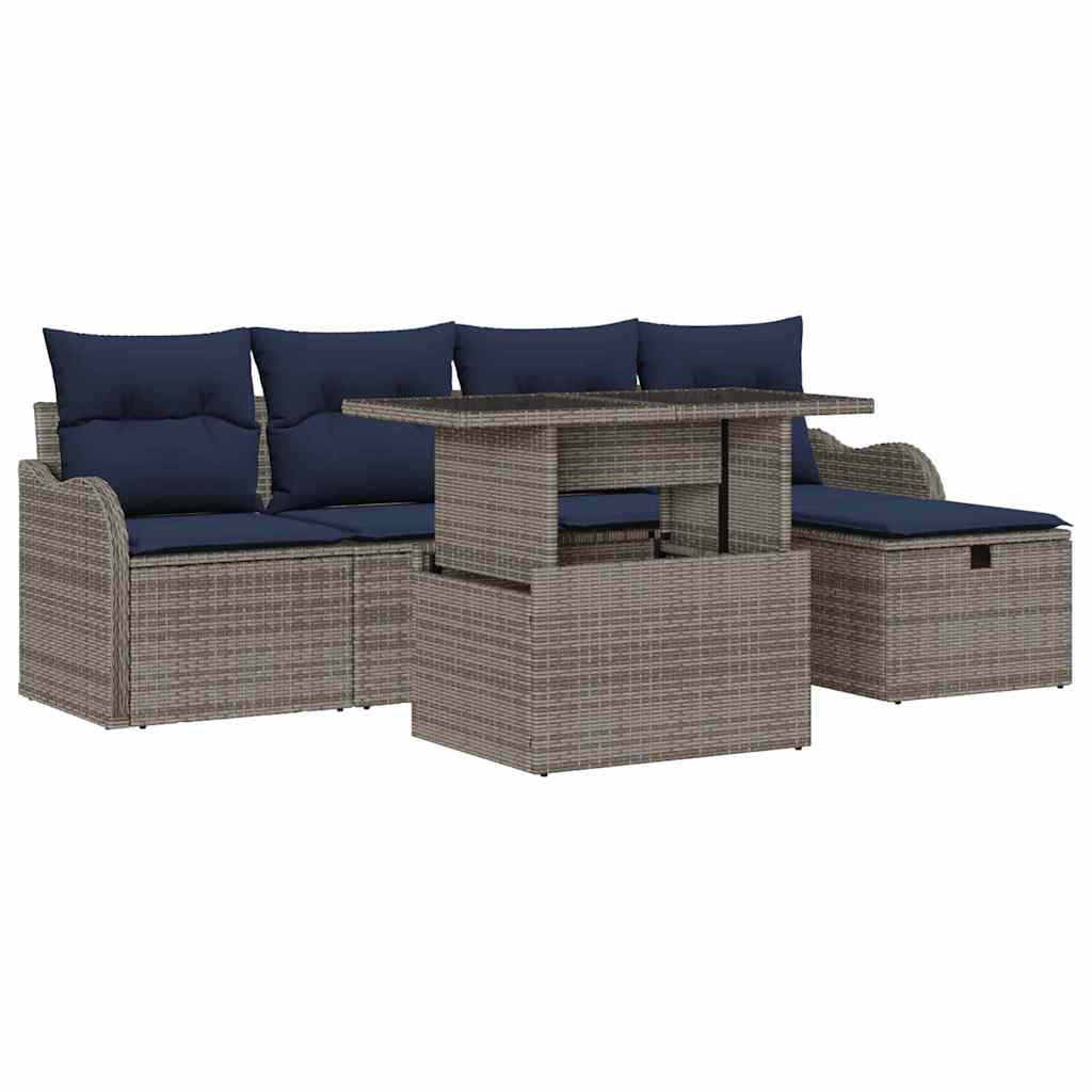 Havesofa Sæt 6 stk. Grå polyrattan