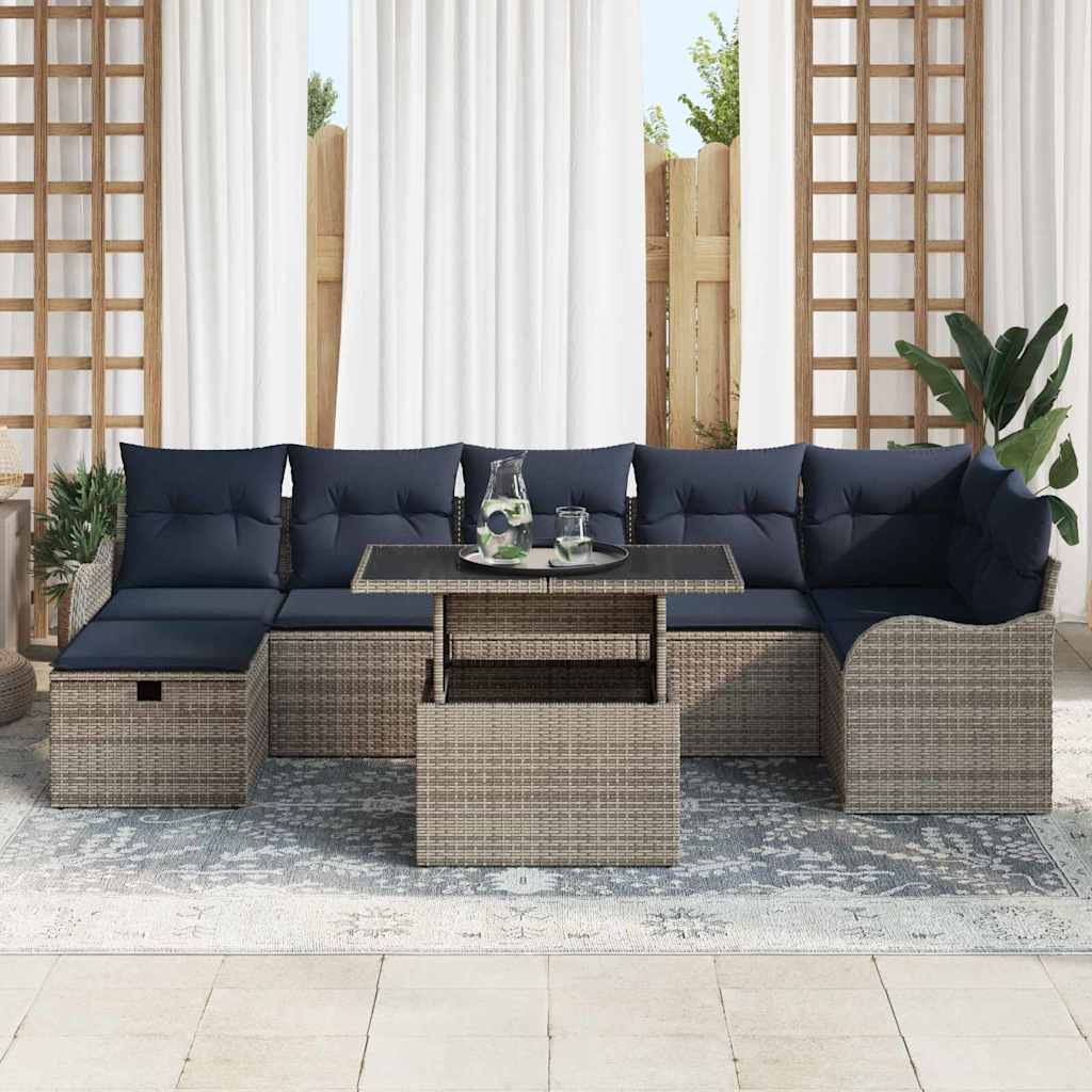 Havesofa Sæt 8 stk. Grå polyrattan