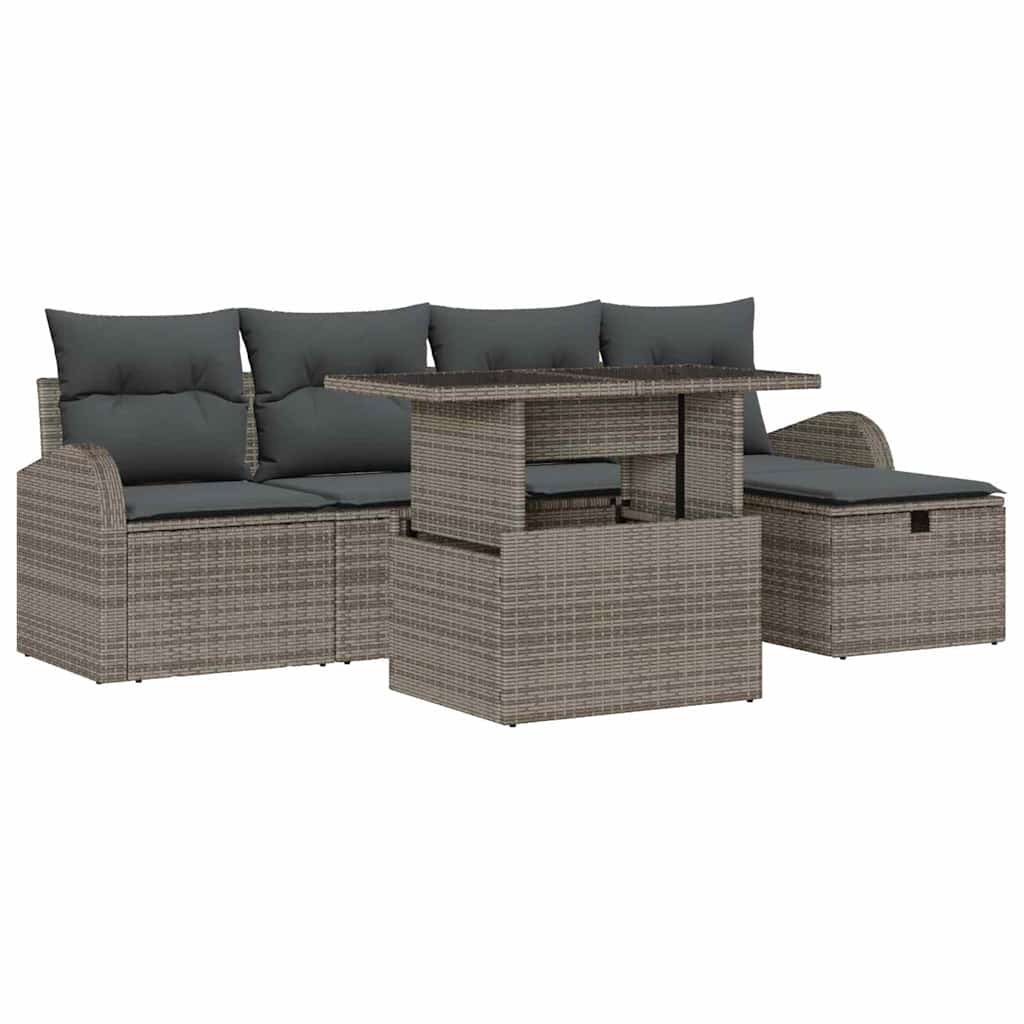 Havesofa Sæt 6 stk. Grå polyrattan