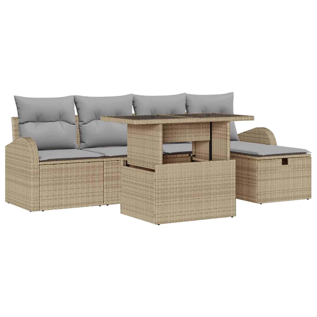 Havesofa Sæt 6 stk. Beige polyrattan