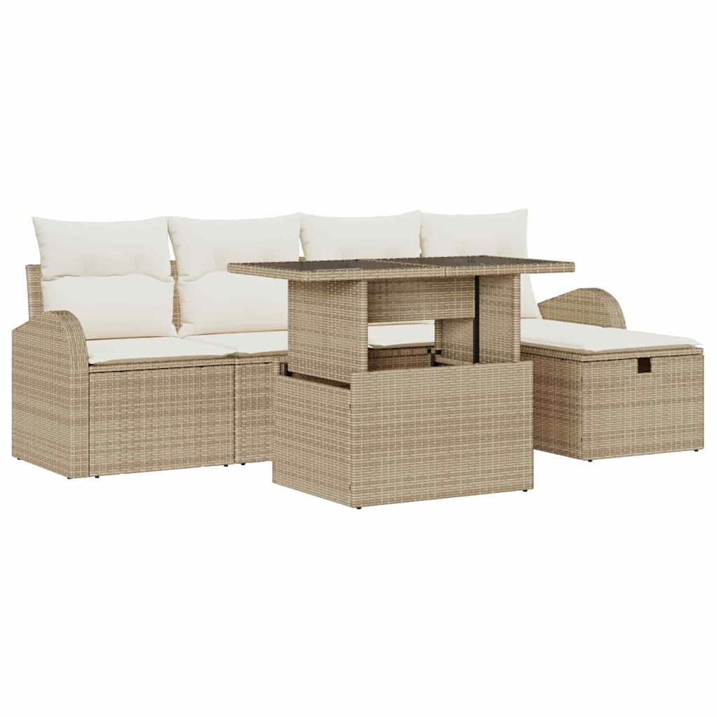 Havesofa Sæt 6 stk. Beige polyrattan