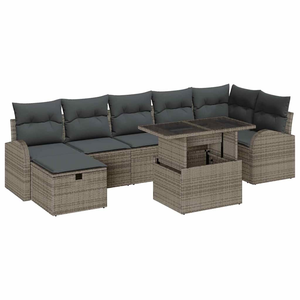 Havesofa Sæt 8 stk. Grå polyrattan