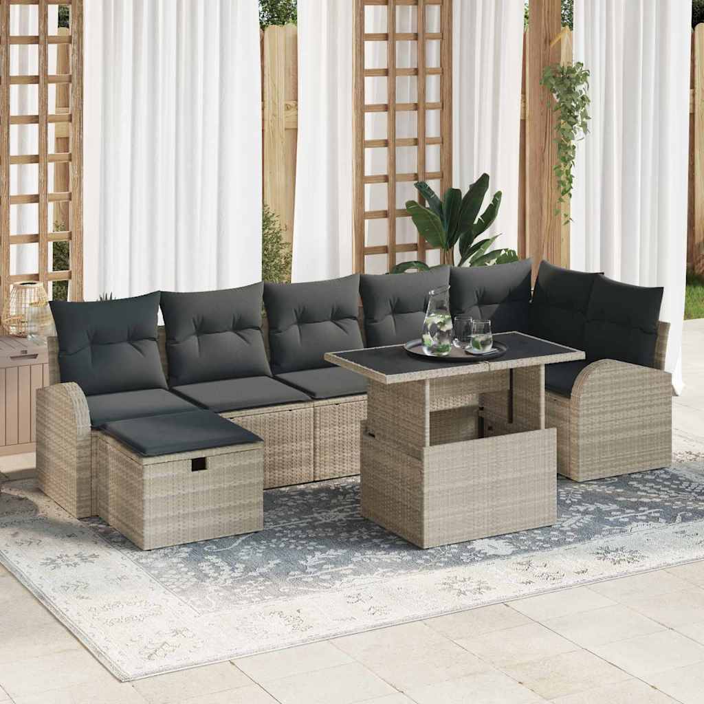 Havesofa Sæt 8 stk. Lysegrå polyrattan