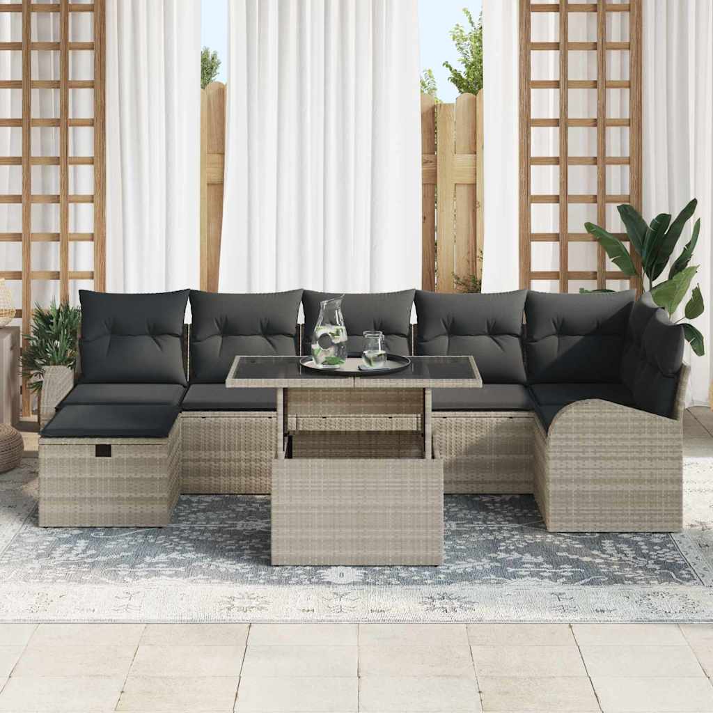 Havesofa Sæt 8 stk. Lysegrå polyrattan