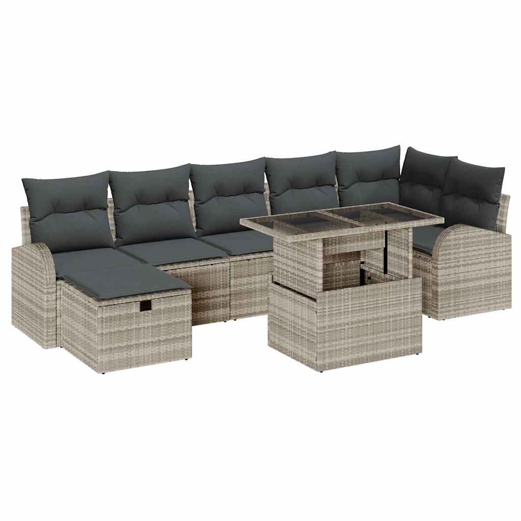 Havesofa Sæt 8 stk. Lysegrå polyrattan