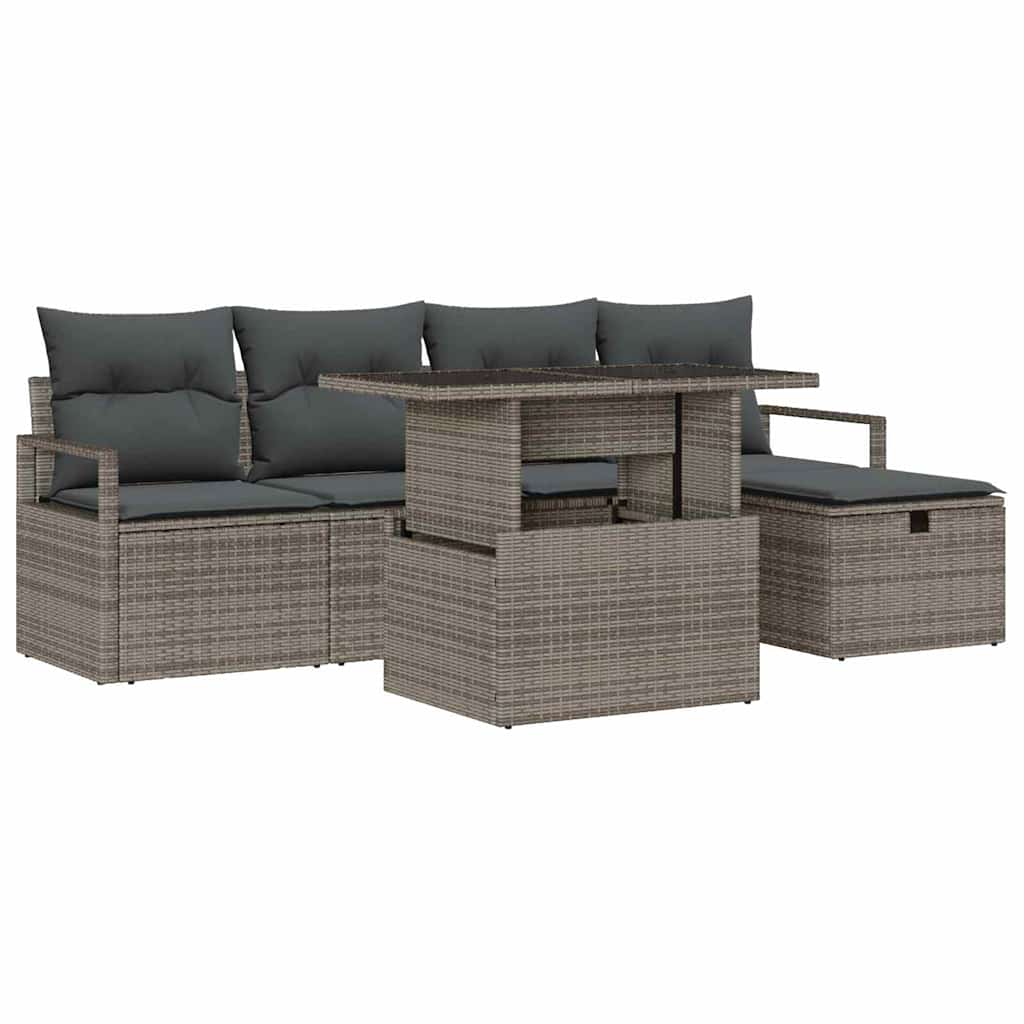 Havesofa Sæt 6 stk. Grå polyrattan