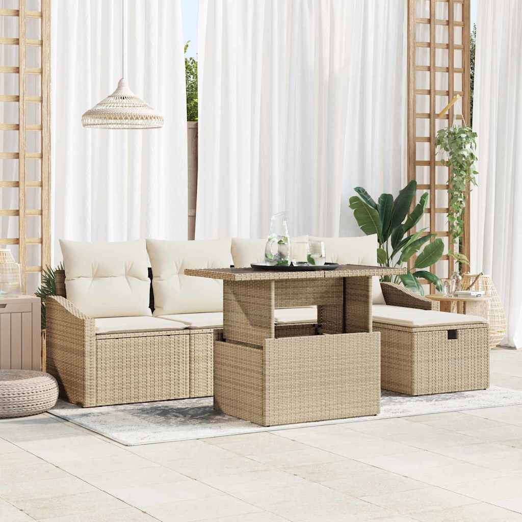 Havesofa Sæt 6 stk. polyrattan