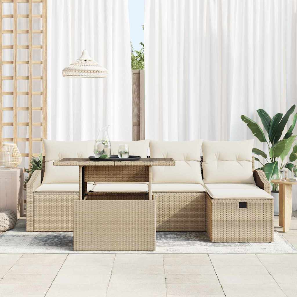 Havesofa Sæt 6 stk. polyrattan