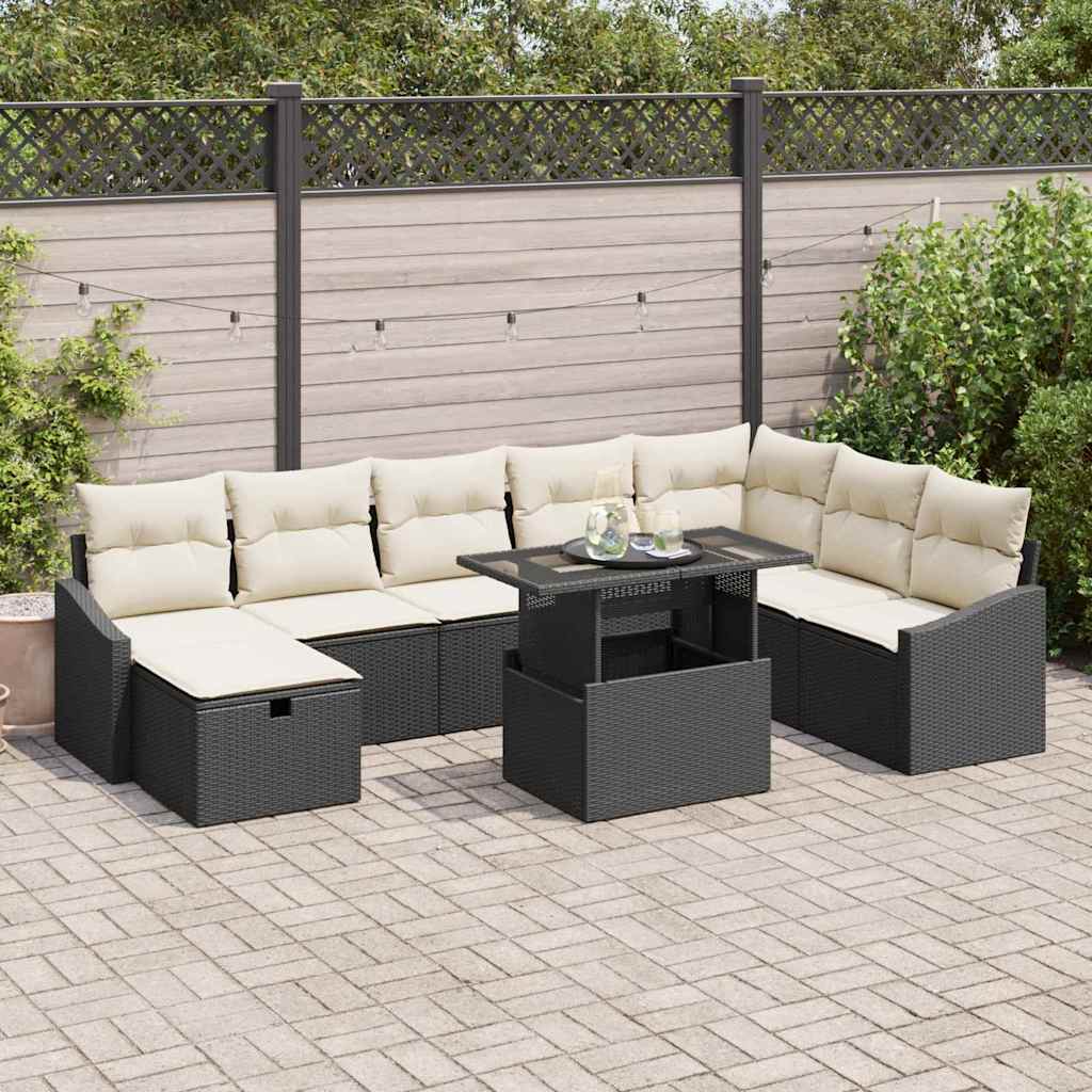 Havesofa Sæt 9 stk. polyrattan