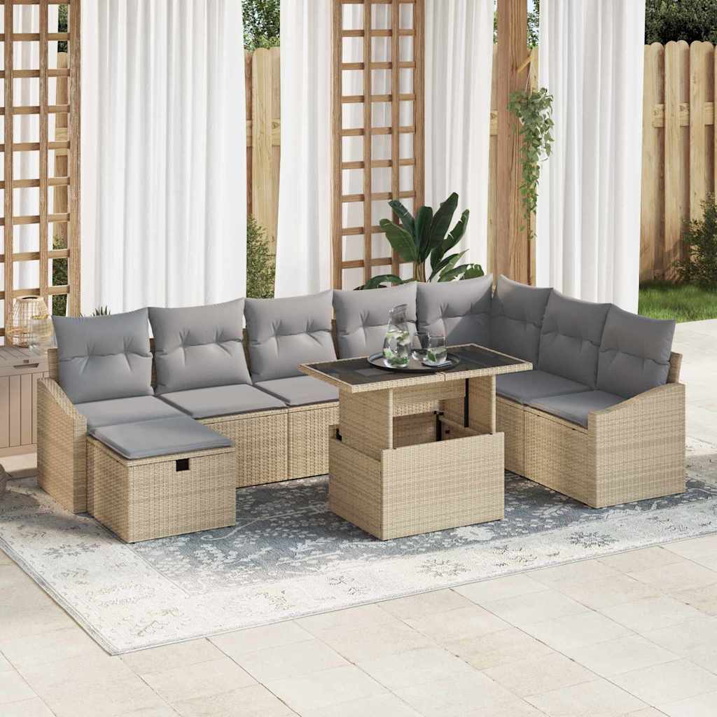 Havesofa Sæt 9 stk. polyrattan