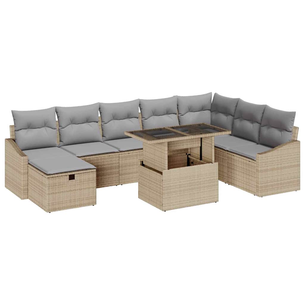 Havesofa Sæt 9 stk. polyrattan