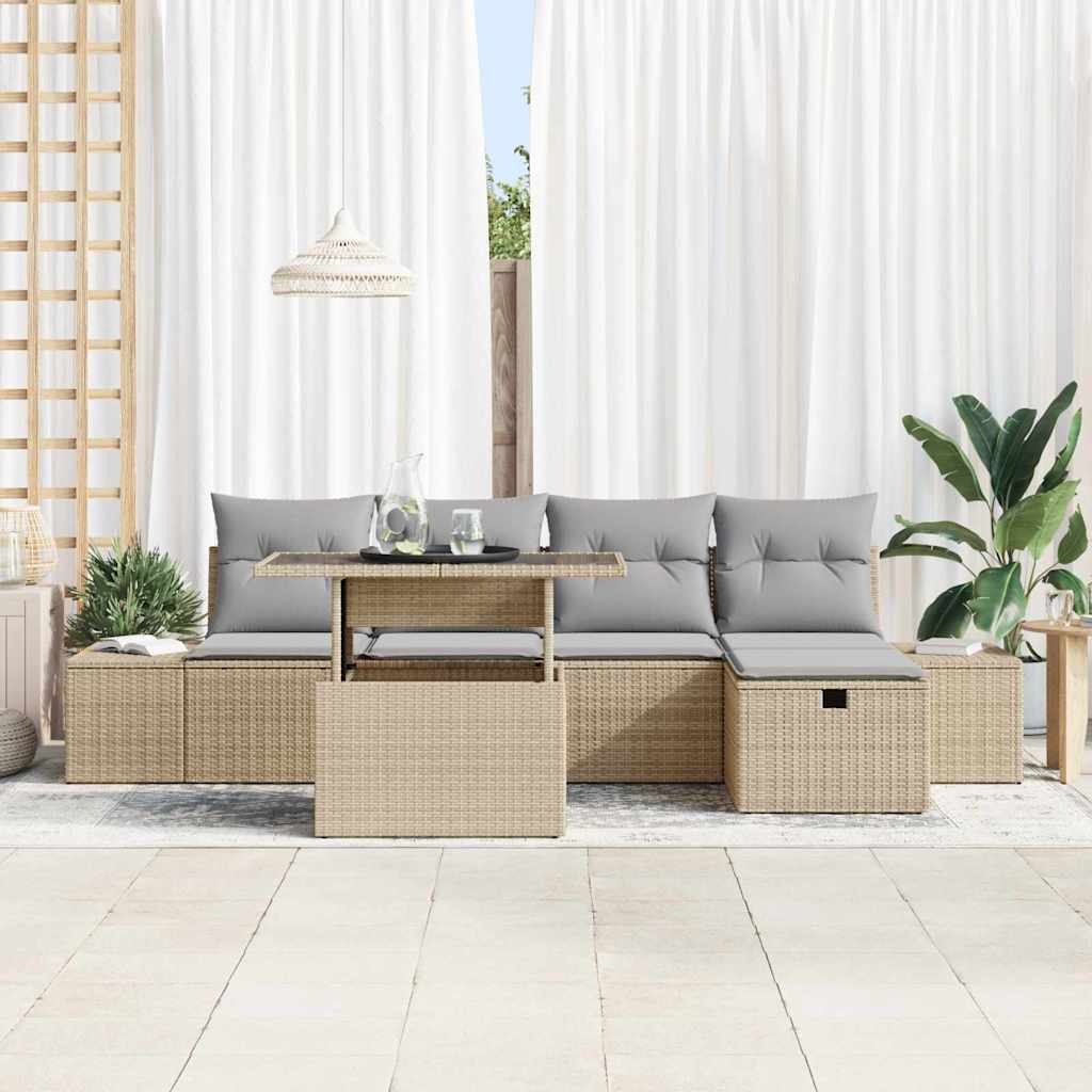 Havesofa Sæt 6 stk. Poly rattan