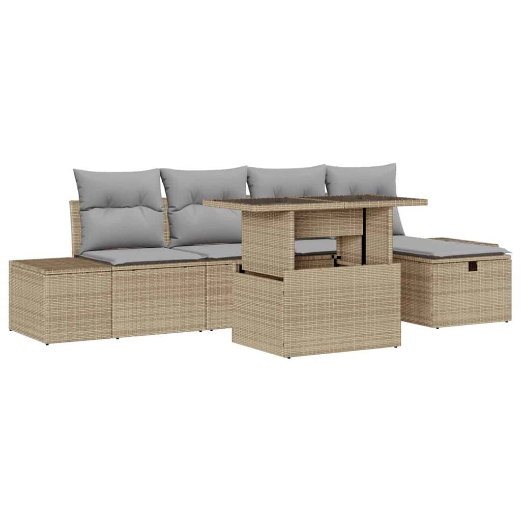 Havesofa Sæt 6 stk. Poly rattan
