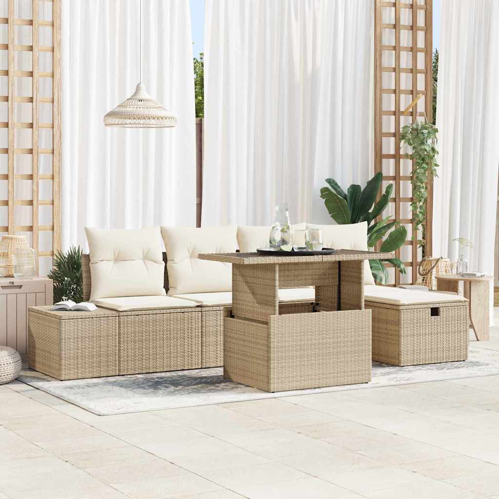 Havesofa Sæt 6 stk. Poly rattan