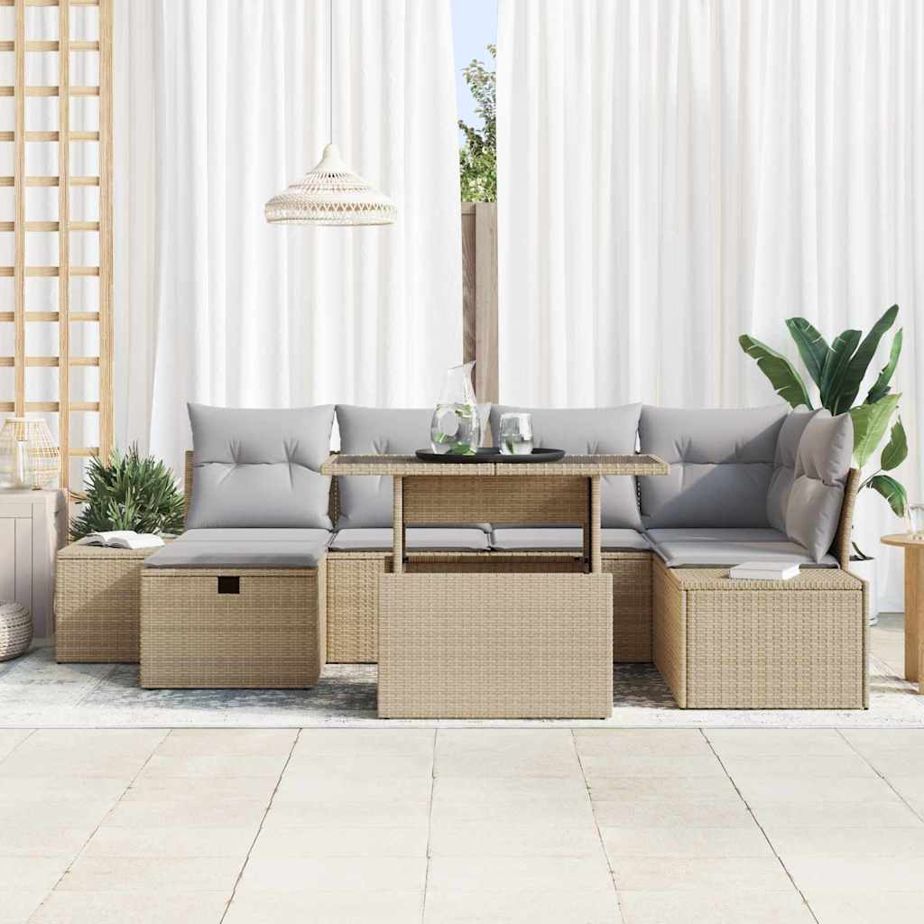 Havesofa Sæt 7 stk. polyrattan