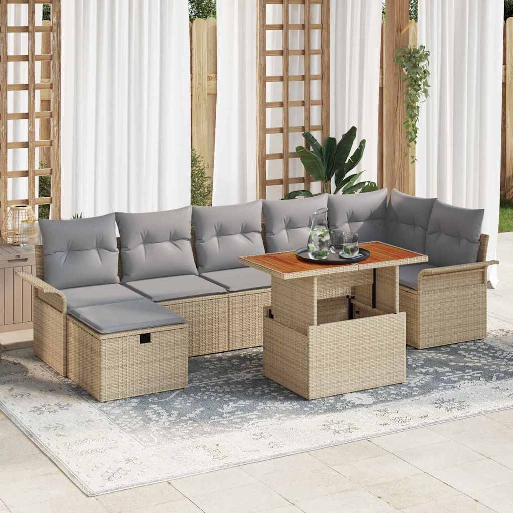 Havesofa Sæt 8 stk. Beige polyrattan