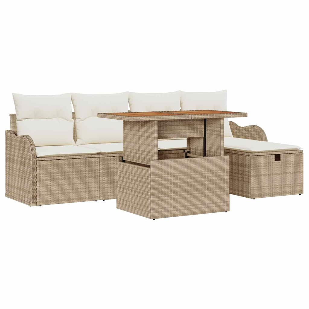 Havesofa Sæt 6 stk. Beige polyrattan