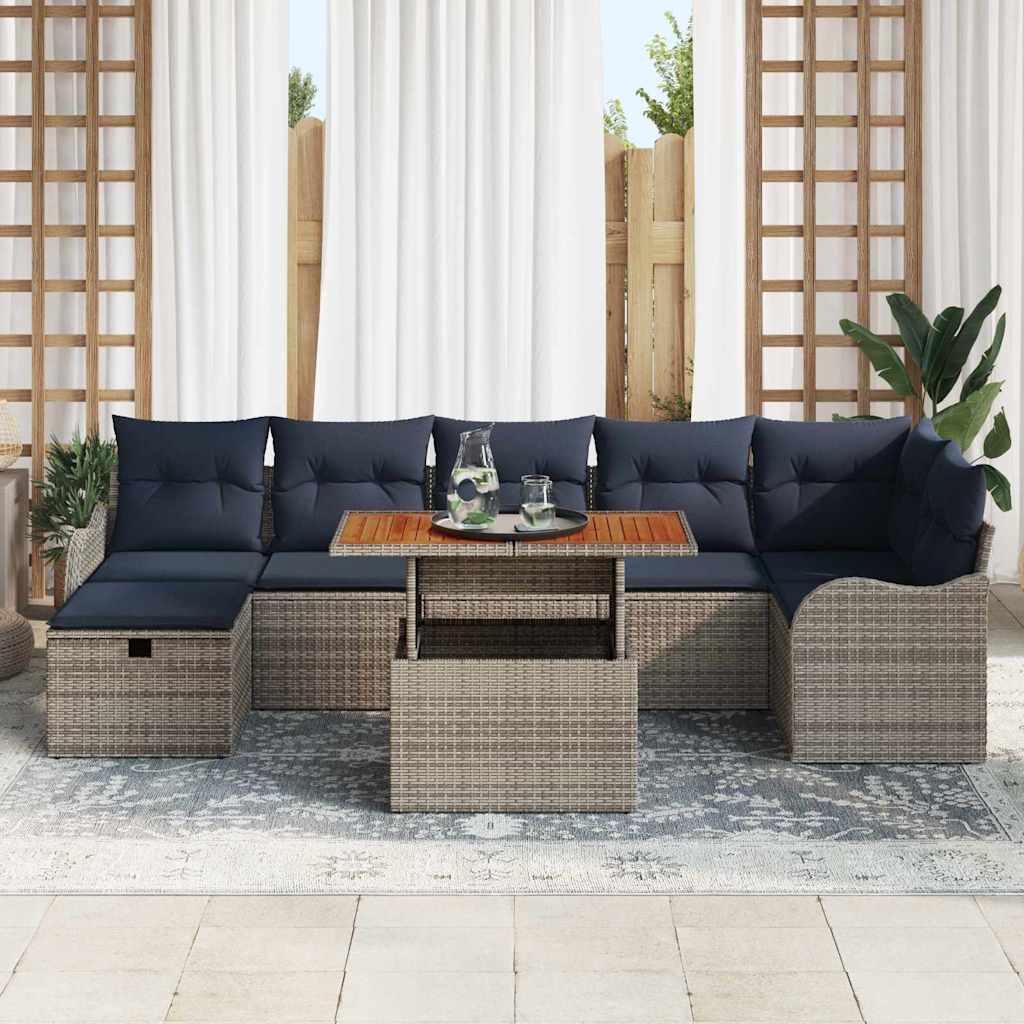 Havesofa Sæt 8 stk. Grå polyrattan