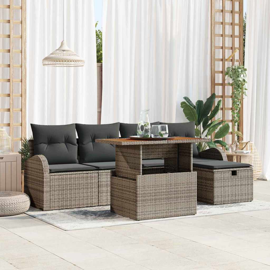 Havesofa Sæt 6 stk. Grå polyrattan