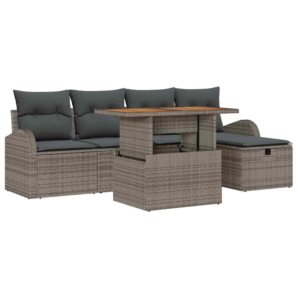 Havesofa Sæt 6 stk. Grå polyrattan