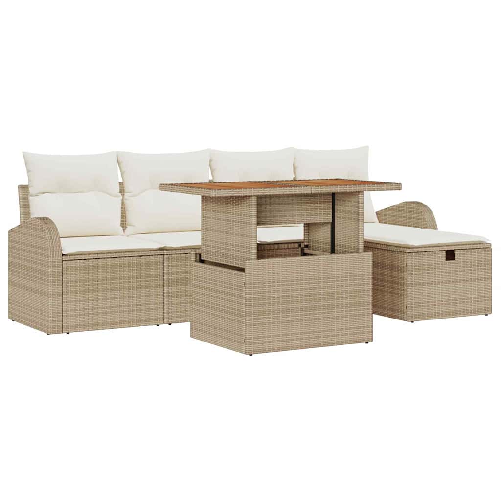 Havesofa Sæt 6 stk. Beige polyrattan