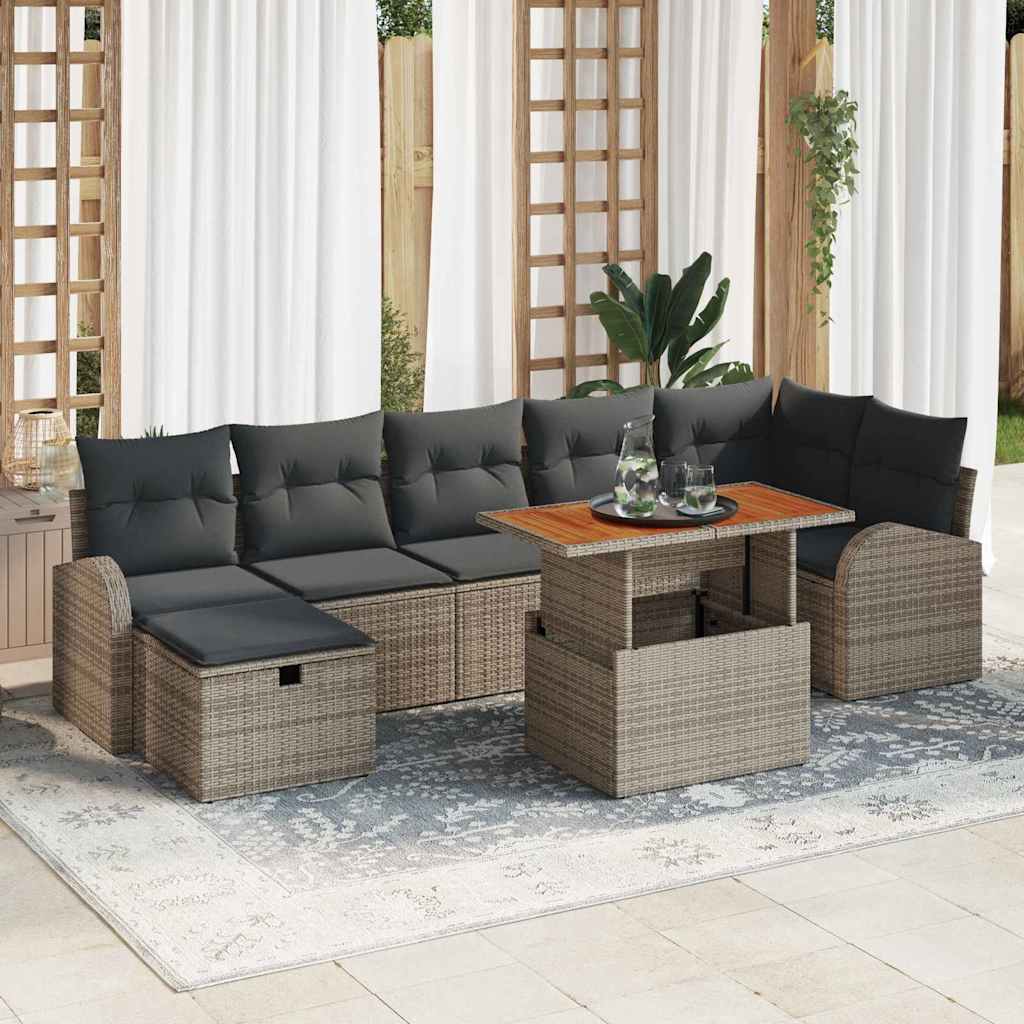Havesofa Sæt 8 stk. Grå polyrattan