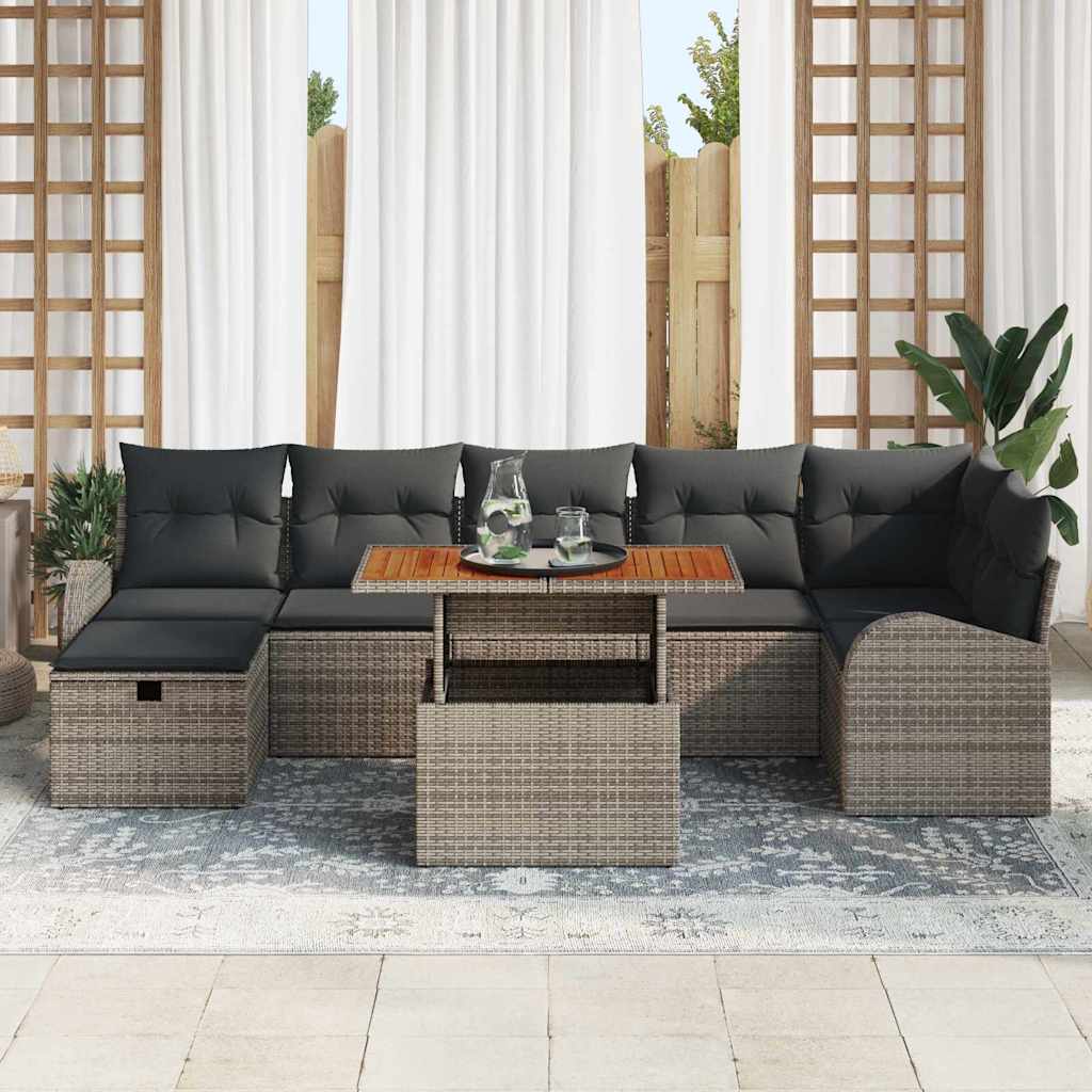 Havesofa Sæt 8 stk. Grå polyrattan