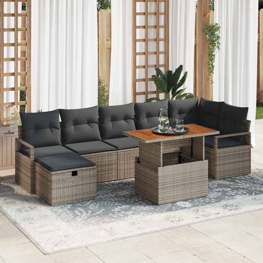 Havesofa Sæt 8 stk. Grå polyrattan