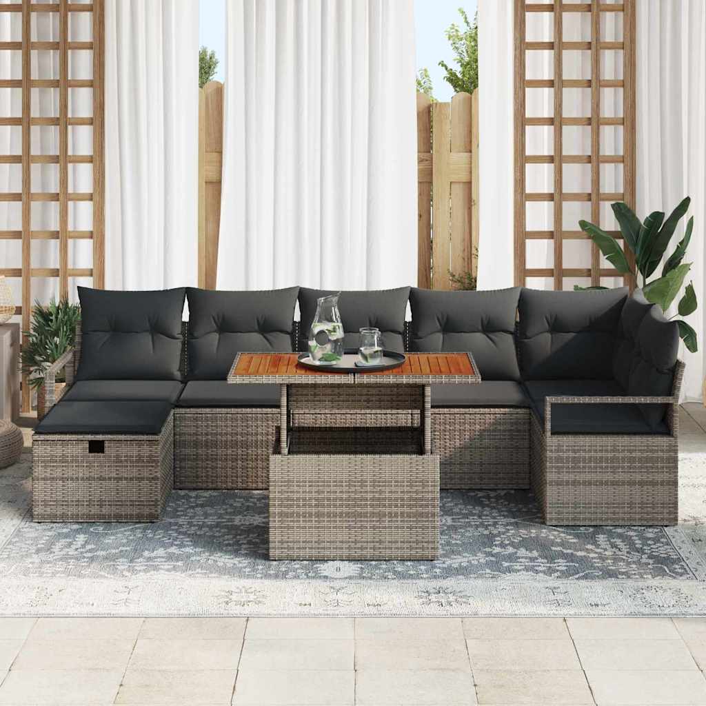 Havesofa Sæt 8 stk. Grå polyrattan