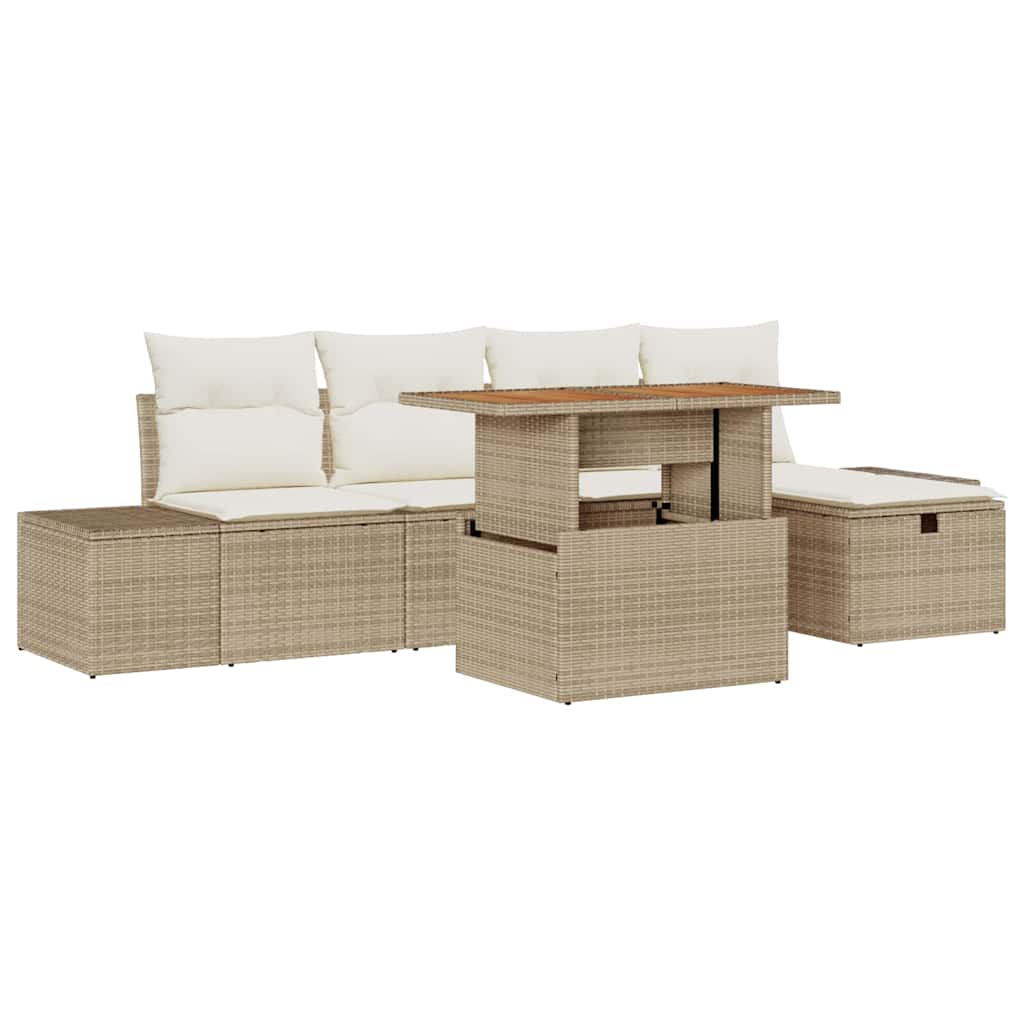 Havesofa Sæt 6 stk. Beige polyrattan