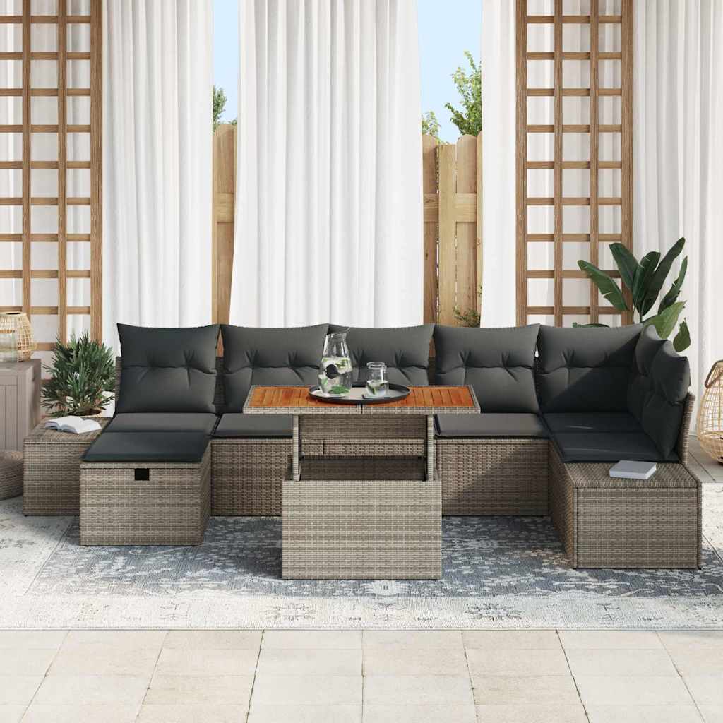 Havesofa Sæt 8 stk. Grå polyrattan