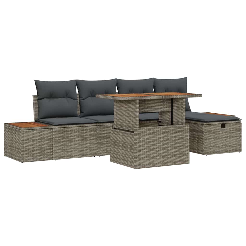 Havesofa Sæt 6 stk. Grå polyrattan