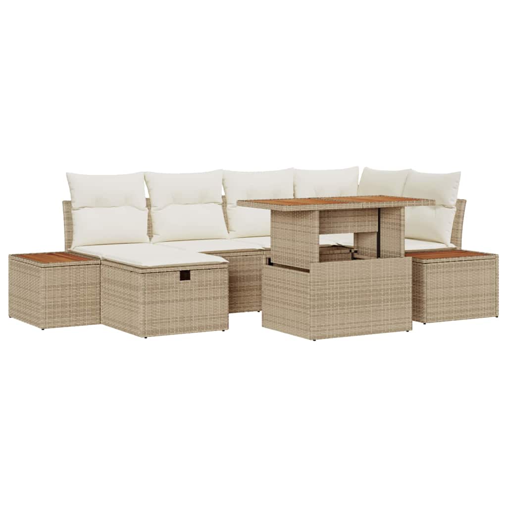 Havesofa Sæt 7 stk. Beige polyrattan
