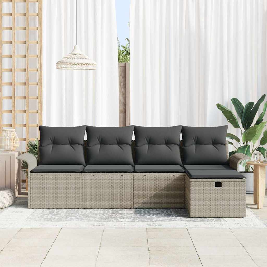 Havesofa Sæt 5 stk. Poly rattan