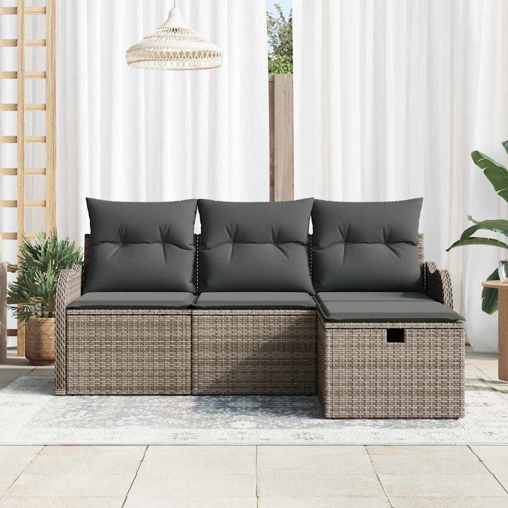 Havesofa Sæt 4 stk. Poly rattan
